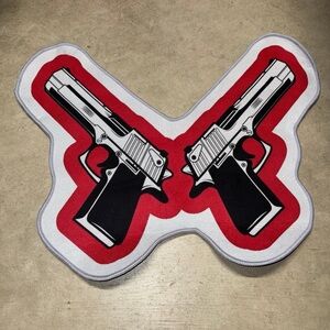 Red and White Crossed Pistols Door Mat